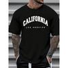 3D California Letter Print Men's Loose T-shirt Urban Street Men's Fashion Short-sleeved Top Summer Daily Casual Men's T-shirt