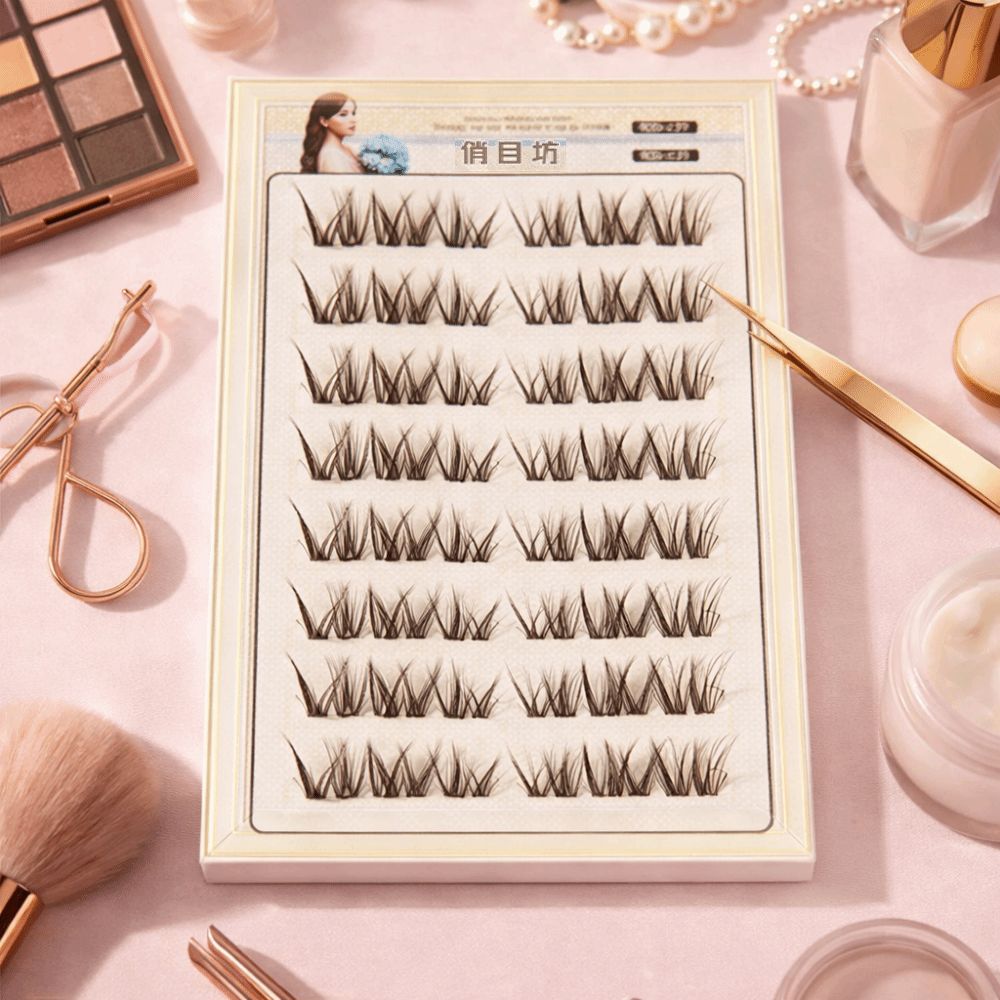 Self Adhesive/Without Glue 48/60 Clusters False Eyelashes 8/10 Rows Fake Eyelashes  Daily/Party