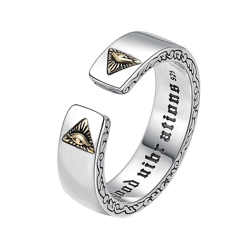 Eye of God Vintage Egyptian Pyramid All Seeing Eye Illuminati Ring Vintage Punk Egyptian Triangle Adjustable Ring resizable