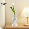 Minimalist Cream Style Decor Elegant Dress Shaped 3D Printed Vase, Modern Sculpture for Paintbrush Holder Stand Home Decor, Artistic Vase Dressing