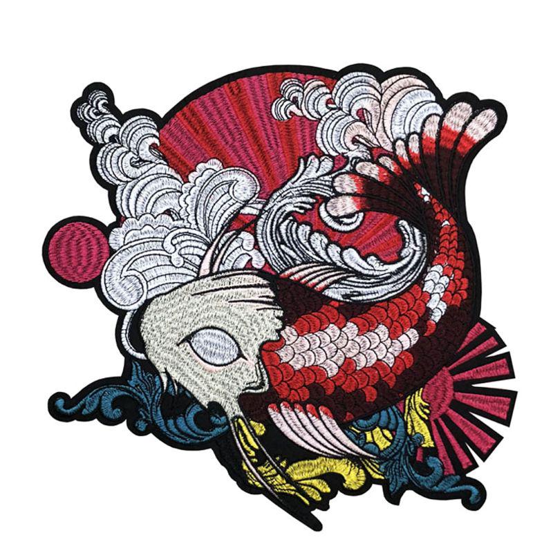 Punk Skull Clothings Patches Rose Red Badges Embroidery Iron-On Biker FO