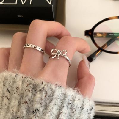 Adjustable Size Ring Irregular Bow Ring Female Fashionable Personality Light Luxury Niche Design Hundredfold Senior Sense Index Finger Ring