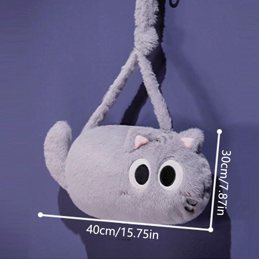 Big Eyes Cartoon Cat Crossbody Bag Soft Plush Cat Plush Toy Doll Bag Cat Plush Shoulder Bag  Girls
