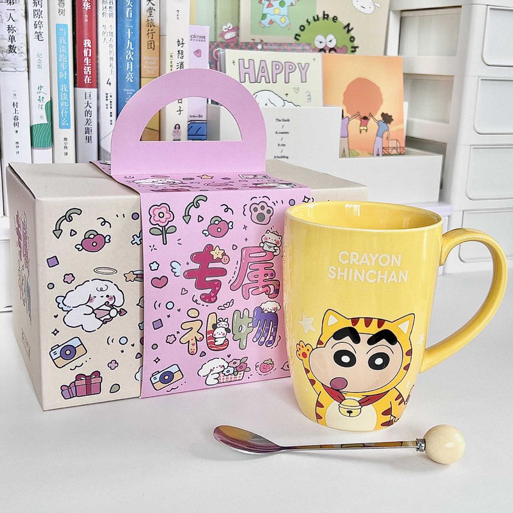 Crayon small new water cup high value cute children's ceramic mug office coffee cup girl birthday gift