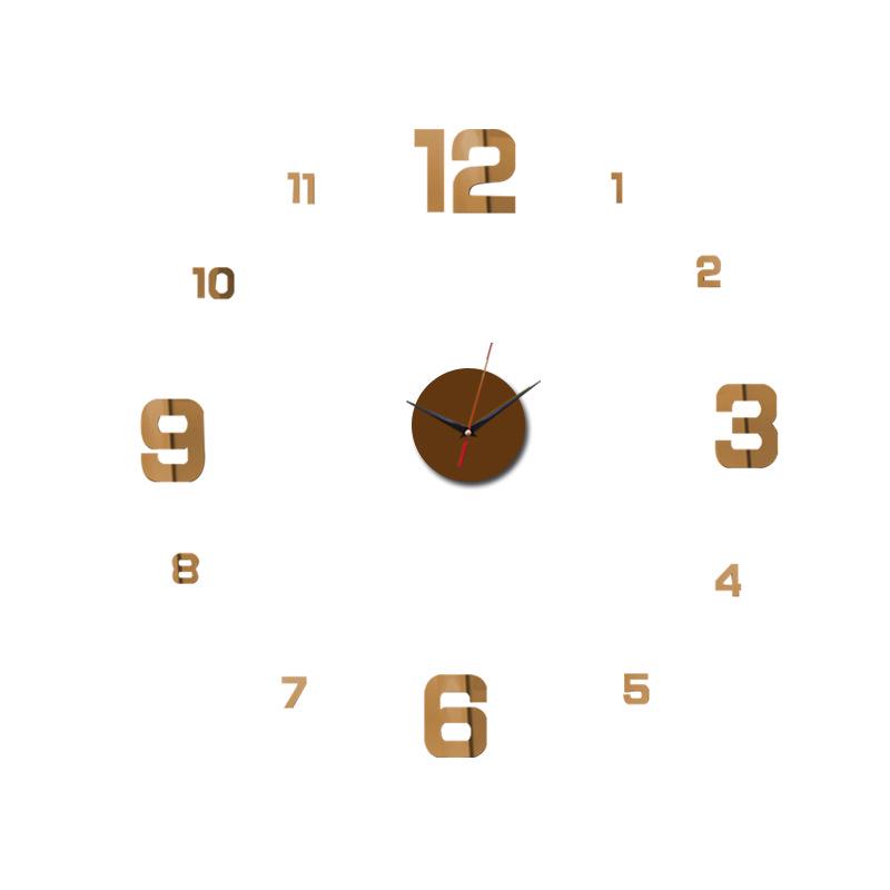 Creative 3D Wall Sticker Clock - Acrylic Mirror DIY Large Wall Clock for Living Room or Study.