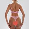 Lingerie sexy femminile sexy scollatura a V profonda ricamo pizzo ultrasottile reggiseno seno grande set reggiseno piccolo