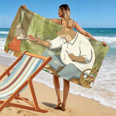 Ernest & Celestine Print Beach Towel, Large Soft Quick Dry Towel for Beach Camping Swimming