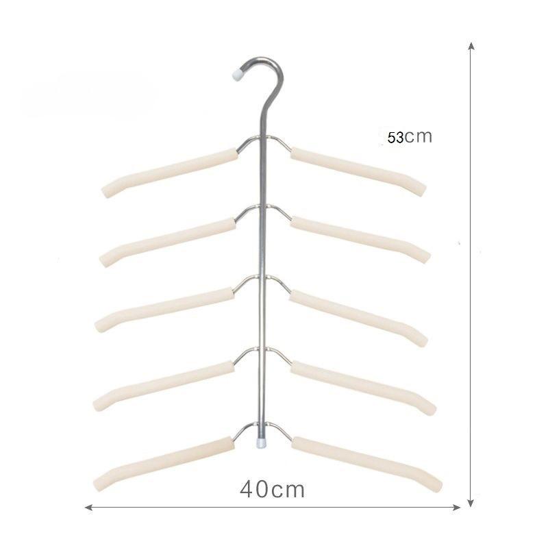 Space Saving 5 Tier Non Slip Hanger, Stackable Multi Layer Clothes Rack For T Shirts And Shirts, Heavy Duty Plastic Coated Wire Organizer