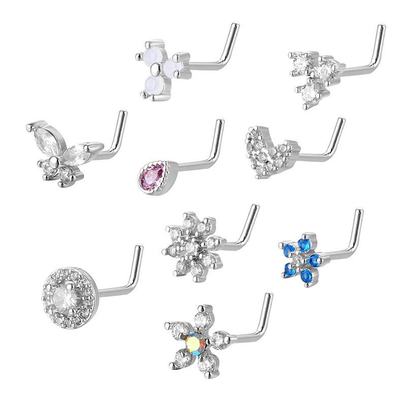 Stainless Steel Butterfly Style Nose Hoop Jewelry With White Crystal For Women Men
