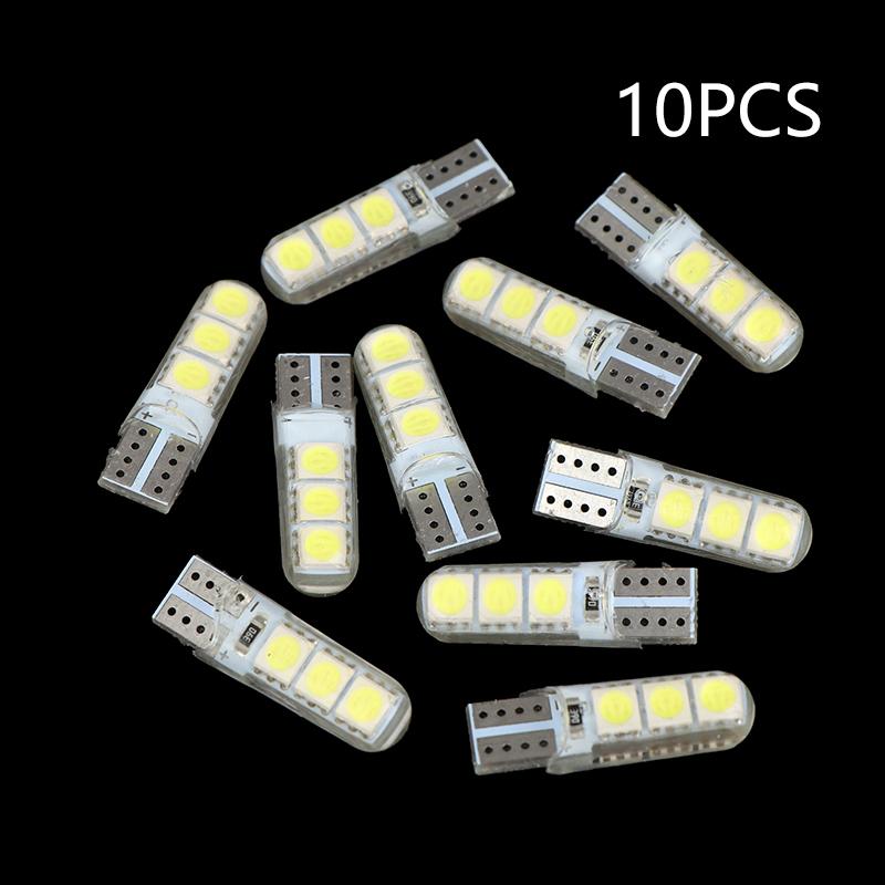 

Высокотемпературная силиконовая автомобильная светодиодная лампа для габаритных огней, огней багажника, огней номерного знака, W5W T10, 5050, 6 SMD 10PCS белый