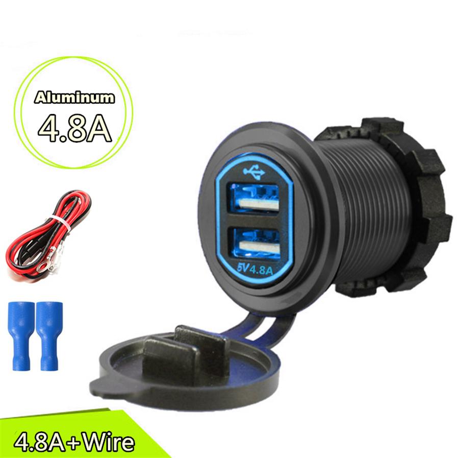 Dual Car USB Quick Charger LED 2.4A*2 Boat Truck Interior Charging Accessories