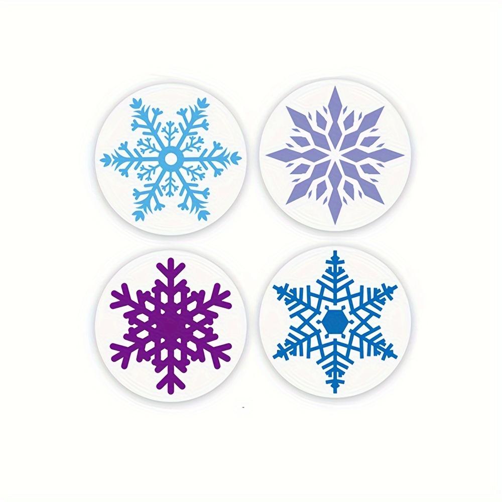 500pcs/roll Glossy Snowflake Stickers, Round Paper Christmas Decals, Single-Use Festive Home Decor for New Year Celebrations