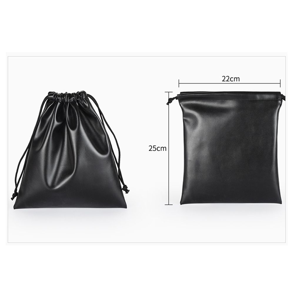 Outdoors Camping Game Toys Jewelry Storage Bag Multi-function Black Faux Leather Drawstring Pouch