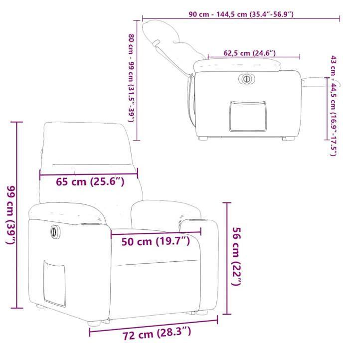 VidaXL Fauteuil inclinable électrique rouge bordeaux tissu 3303055