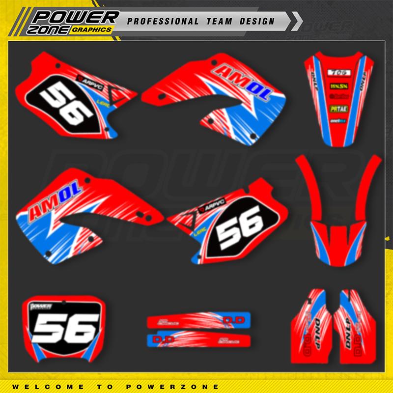 PowerZone Full Graphics Background Decals Stickers Kit For HONDA CR125 250 2000 2001 CR250 125cc 250cc Motorcycle