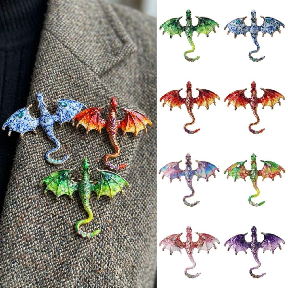 Colorful Rhinestone Enamel Flying Dragon Brooch Animal Dragon Brooch  Home Decoration Gift