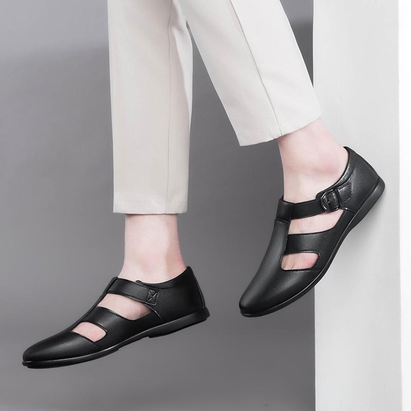 Fashion High Quality Mens Slip on Men Sandals Genuine Leather Men's Shoes Male Comfortable Casual Footwear All-match Stylish Men Loafers