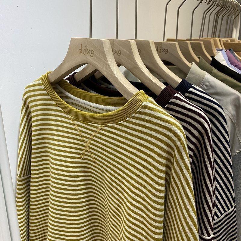 Sweatshirt for Women Oversize Stripe Loose Half-high Neck Casual Pullover Long Sleeve Spring Sweatshirt Top