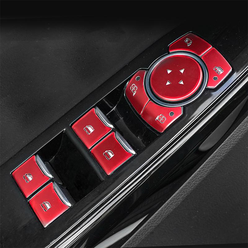 LHD RHD For Ford Explorer     Trim Auto Accessories-Metal Sliver Car Window Lifter Switch Button Cover Sticker