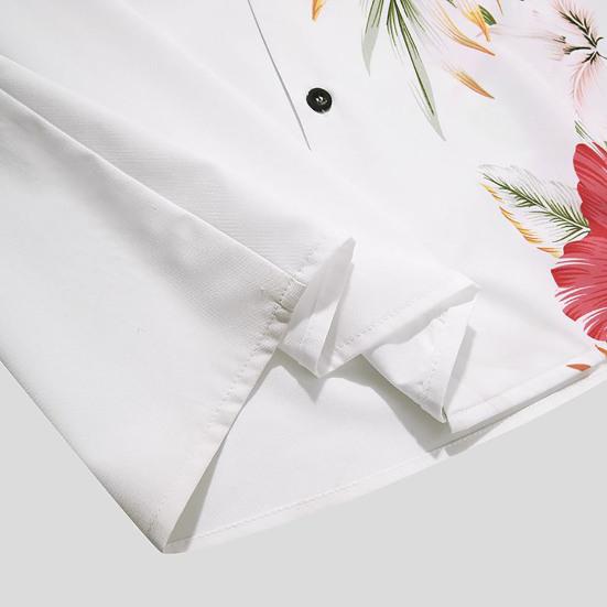 Plážová košile s květinovým potiskem, límeček, jednořadý pánský top s krátkým rukávem na dovolenou