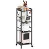 4 Tiers Kitchen Storage Shelf Kitchen Trolley with Wheels,Height Adjustable Free-standing Storage Rack Shelf Kitchen Trolley