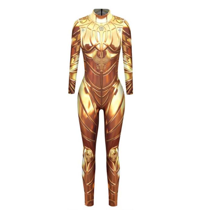 New Halloween Robot Jumpsuit Women Sexy Slim Jumpsuit Cosplay Costume Halloween Party 3D Printing Catsuit Bodysuit