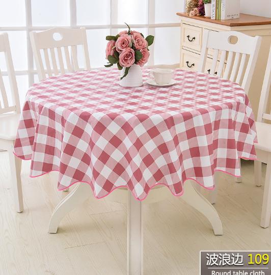 Pvc Hotel Waterproof Tablecloth Printed Oil Resistant Large Circular Table Cloth Hotel Plastic Round Table Cover With Lace Hem