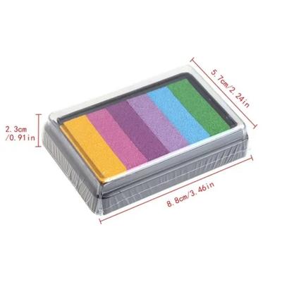 6 Farben / Box Sicherheit Ungiftig Mehrfarbiges Stempelkissen Farbverlauf Regenbogen-Stempelkissen