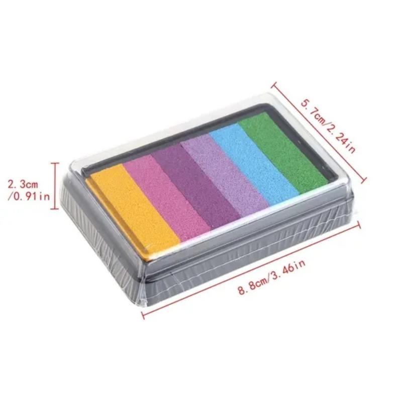 6 Colors / Box Safety Non-Toxic Multicolor Ink Pad Gradient Color Rainbow Inkpad