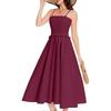 Summer Women's French First Love Style Slimming High Waist A-Line Dress Elegant Solid Color