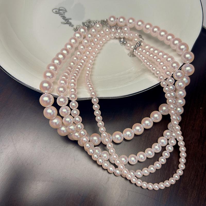 Cherry Blossom Pink Pearl Necklace: Elegant, Lustrous, Perfectly Round - Ideal for Spring & Versatile for Women
