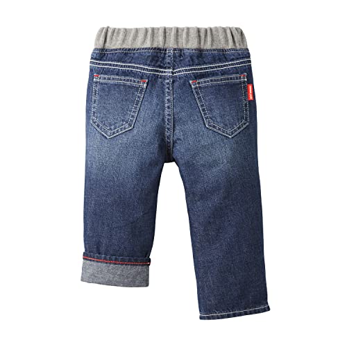 Miki House 10-3205-490 Pants, Long Pants, Denim, Hickory, Logo, Simple, Boys, Girls, Baby, Kids, Children's Clothing, Indigo Blue, 130