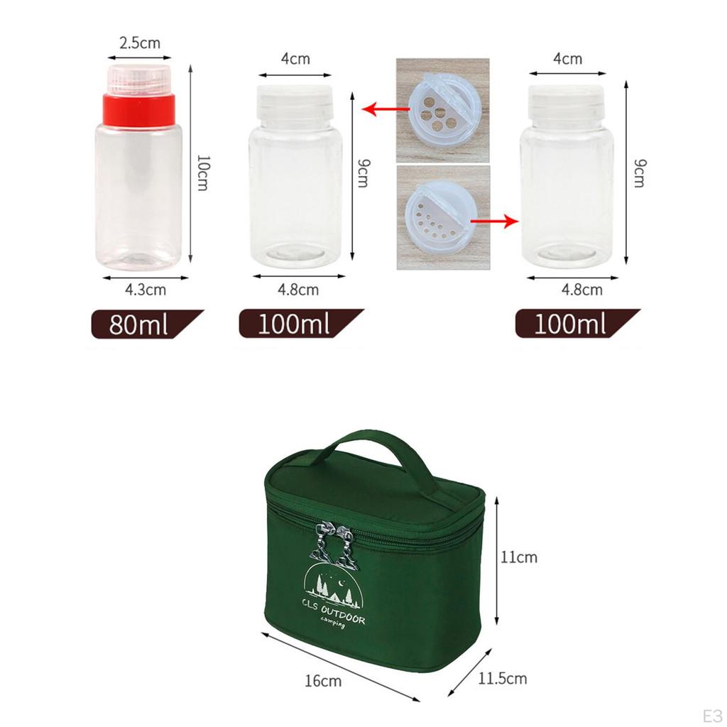 PET Plastic Spice Jars with Lid, Camping Picnic Outdoor Kitchen Shaker Seasoning