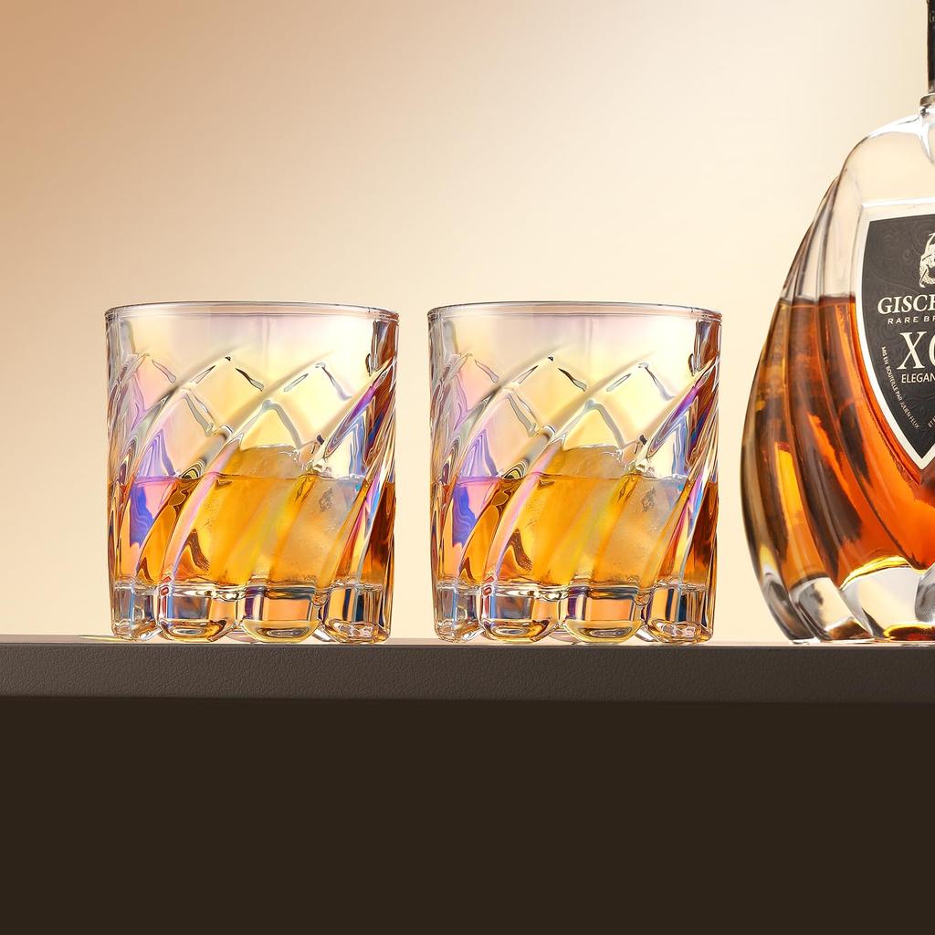 Pair of Rocks Spinning Rainbow Perfect for Birthday Whiskey Day Retirement Promotion Housewarming Farewell Shochu Gift Boxed Glasses, Glasses, Colors,