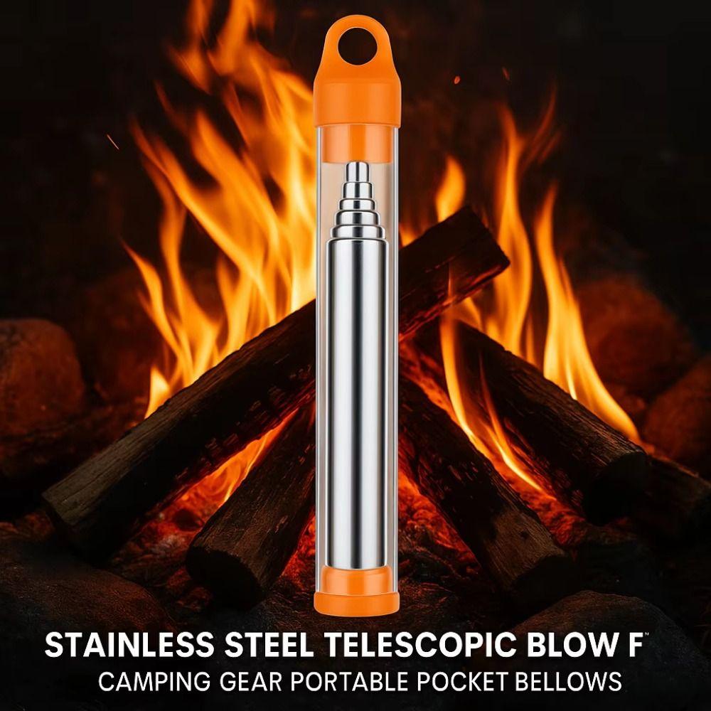 Stainless Steel Fire Blowing Tube Windproof Fire-making Tool Practical Pocket Bellow  Picnic
