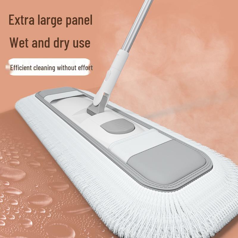 Pure Cotton Large Dust Mop for Hotels & Homes - Flat Mop for Tile Floors with Extended Cloth