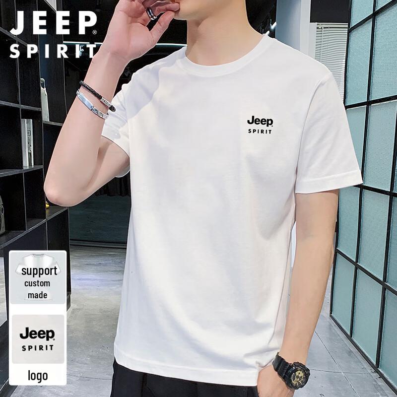 JEEP SPIRIT Men s Solid Color Cotton Short Sleeve T-Shirt 2XL