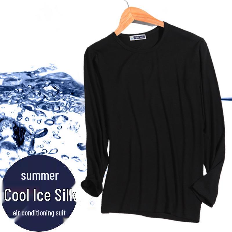 Men s Ultra-Thin Ice Silk Modal Long-Sleeve Cooling Shirt XL [125-150 kg]