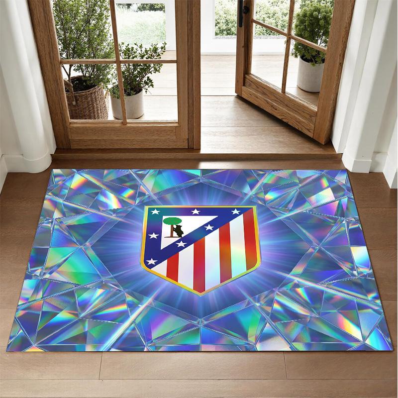 Atletico Madrid Design Crystal Velvet Rug Soft Decorative Mat for Bedroom Entrance