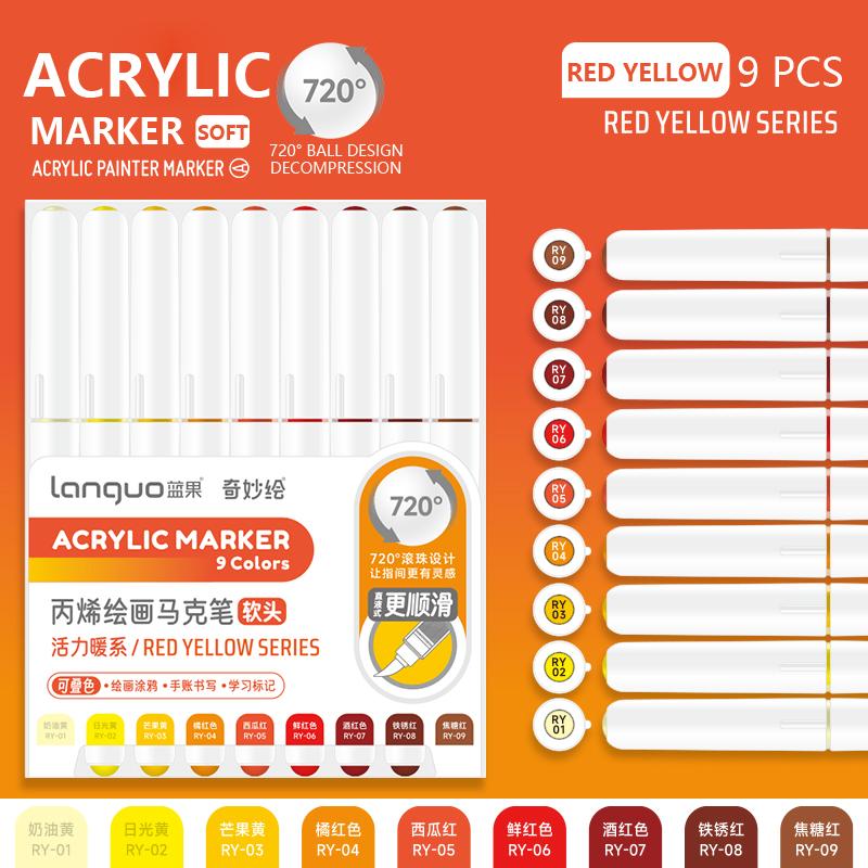 9 Farben/Set Bunte Acrylfarbe Kunstmarker Stift DIY Graffiti Zeichenstifte Für Notizbuch Tagebuch Schreiben Malen Schreibwaren