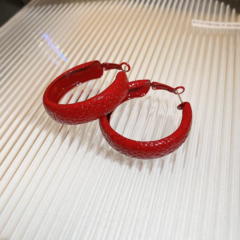 Silver Needle Plain Ring Ankola Red Oil Drop Earrings Exaggerated Design Earrings Korean Simple Temperament Earrings Women
