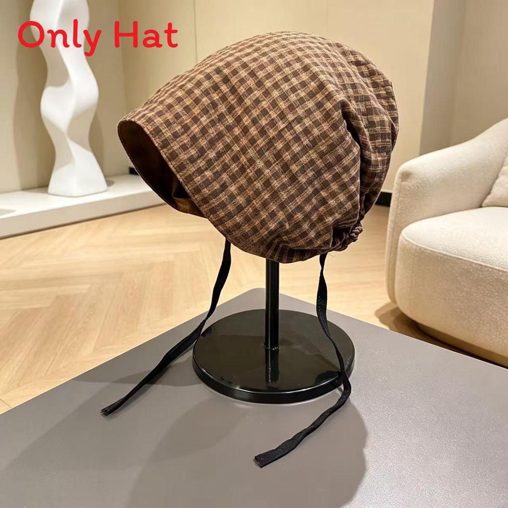 Vintage Plaid Bucket Hat With Breathable Polyester For Streetwear And Sun Protection