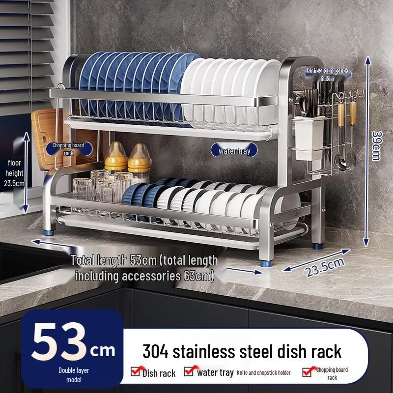 Nordic Style 304 Stainless Steel Foldable Kitchen Dish Rack