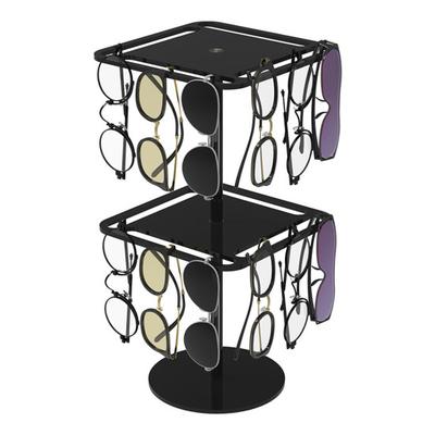 360 Degrees Rotating Sunglasses Organizer Single/Dual Layer Clear Acrylic Glasses Storage Rack Space Saving Heavy Duty Eyewear Display Stand Holder