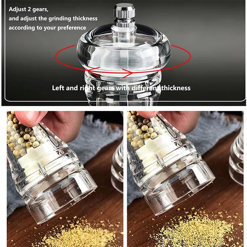 1PC Clear Acrylic Pepper Grinder Mill Salt and Pepper Shaker Salt Grinder Pepper Mill Shakers with Adjustable Coarseness YY118