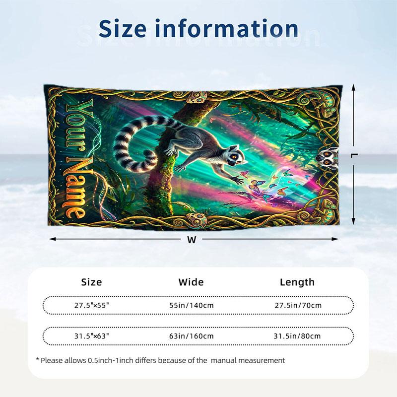 Adventure Journey Theme Beach Towel Personalized Custom Name & Text Soft Quick Dry Beach Towel for Swimming Travel