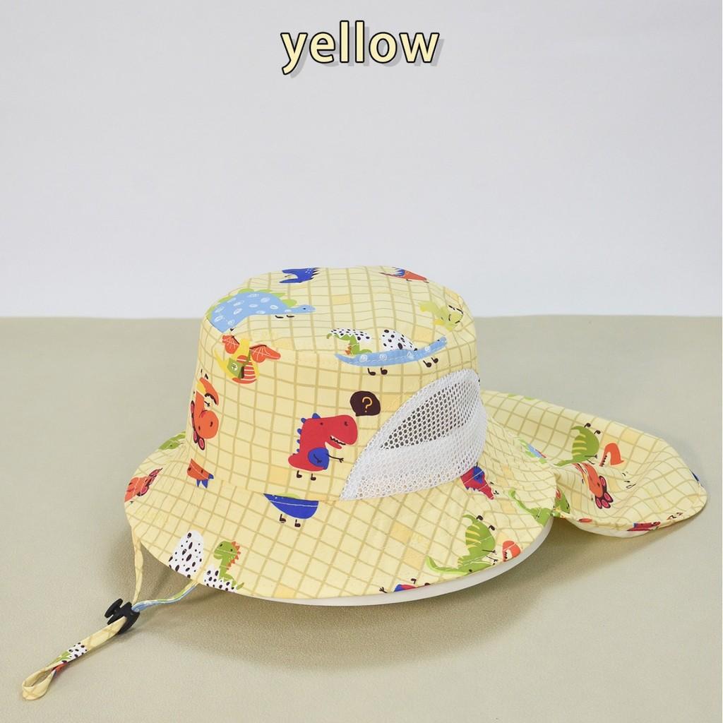 Summer Kids Sun Hat With Wide Brim Cotton Polyester Uv Protection For Boys Girls