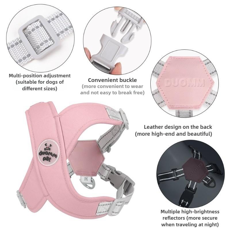 Dog Harness Leash Set Adjustable No-Pull Pet Harness for Small Medium Dogs Comfortable Reflective Breathable Chest Back for Pets