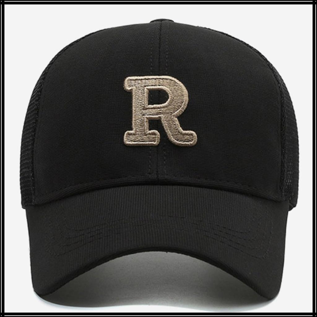 R Embroidered Cap Hat Mesh Design Casual Cool CZA020 [White Fang] Men's Women's (White)