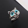 3D Blue-Eyed Fat Cat Couple Rings: Cute Electroplated Alloy Rings for Men and Women.